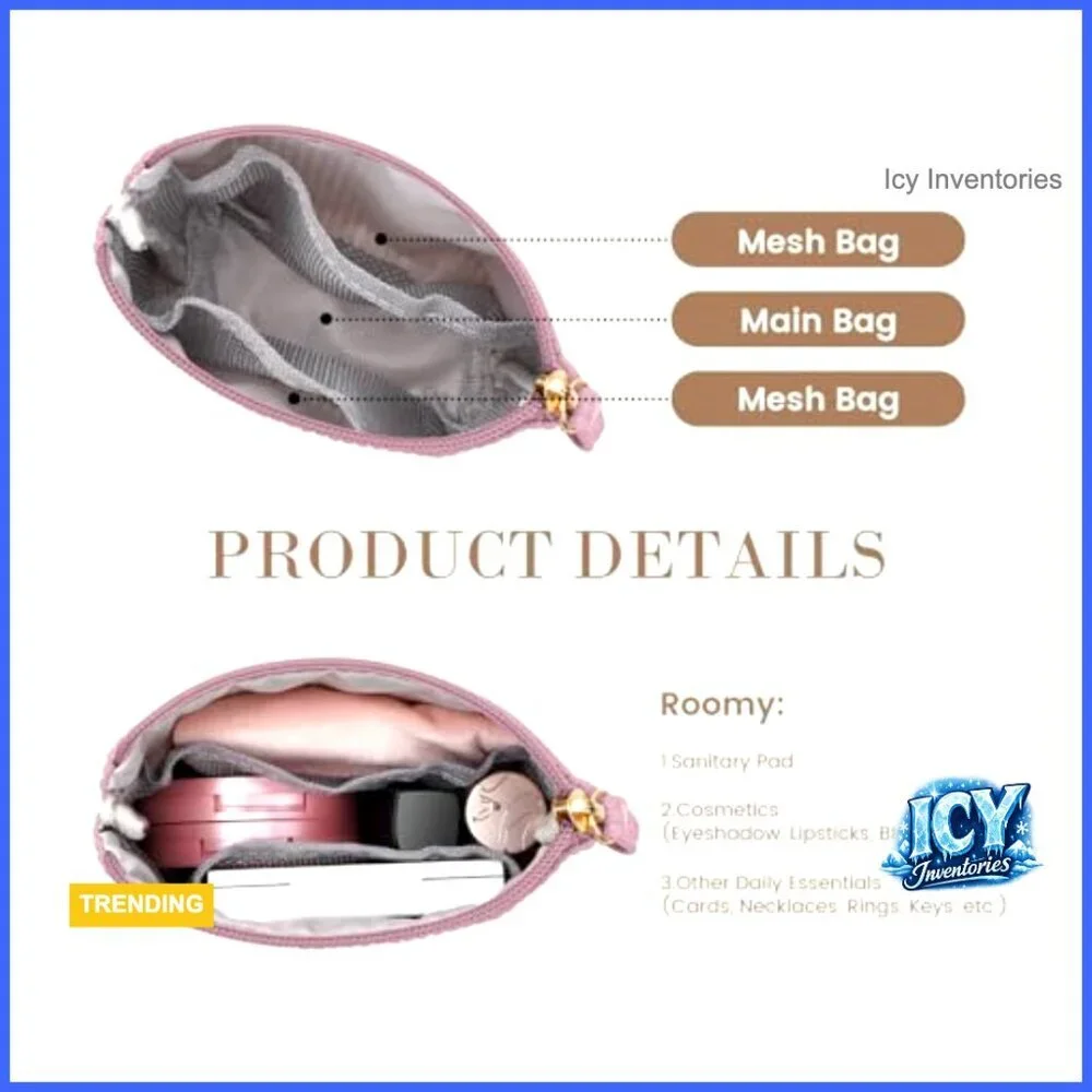 Corduroy Mini Makeup Bag with Slip-in Pockets Travel Purse Essential